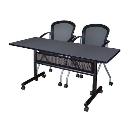 Kobe Rectangle FlipTop Table, 60" W, 29" H, Laminate Top, Gray MKFTM6024GY23BK